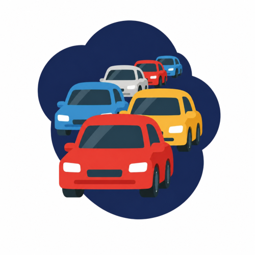 Cars queuing in a motorway traffic jam